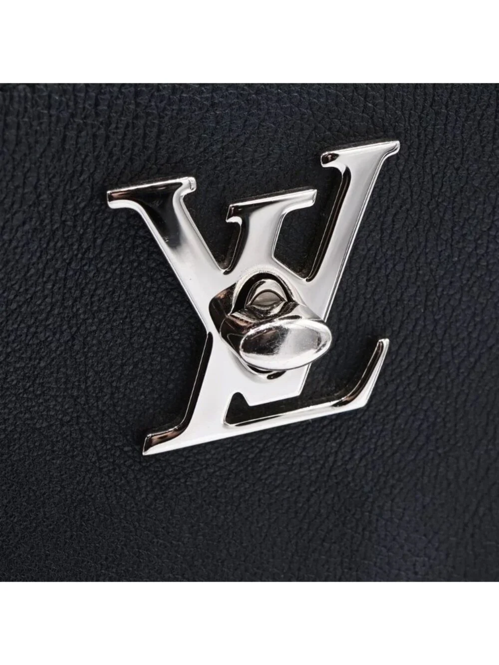 Louis Vuitton Lockme Cabas Tote Black Leather Silver
